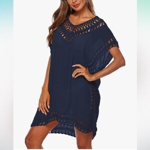 BIKINX Summer Cover Up for Women V-Neckline Dresses Shirt Solid Sz OS